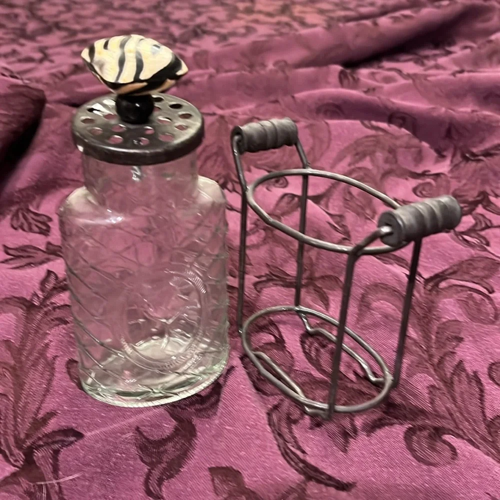 Vintage decorative glass jar with stand